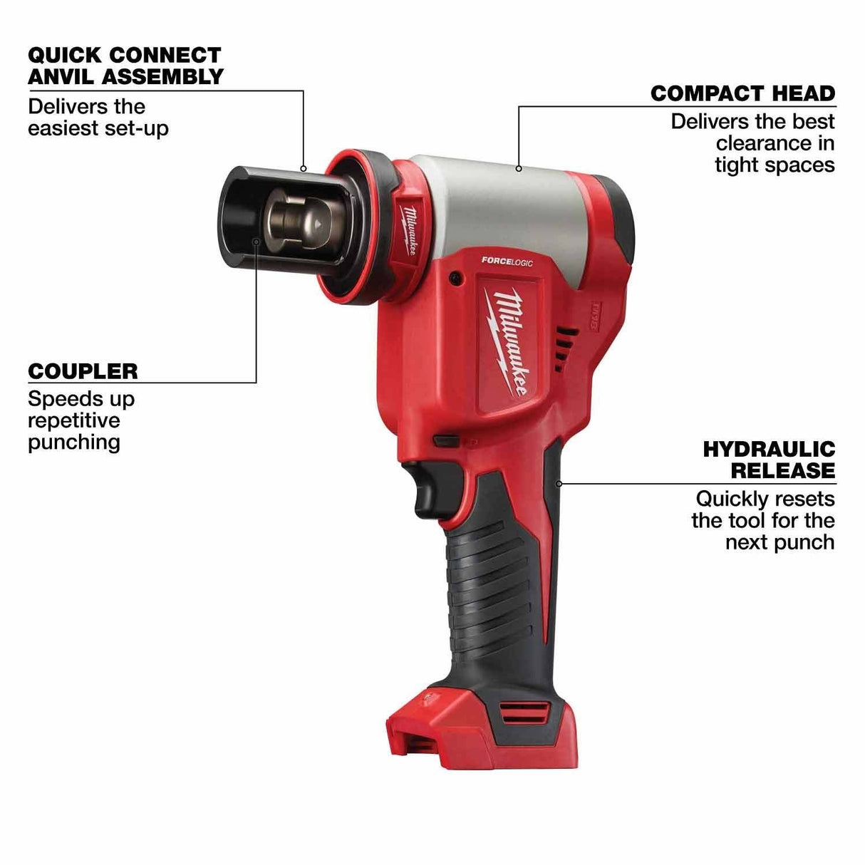 Milwaukee 2676-04 M18 FORCE LOGIC 10 Ton Knockout Tool 1/2" to 4" - 4