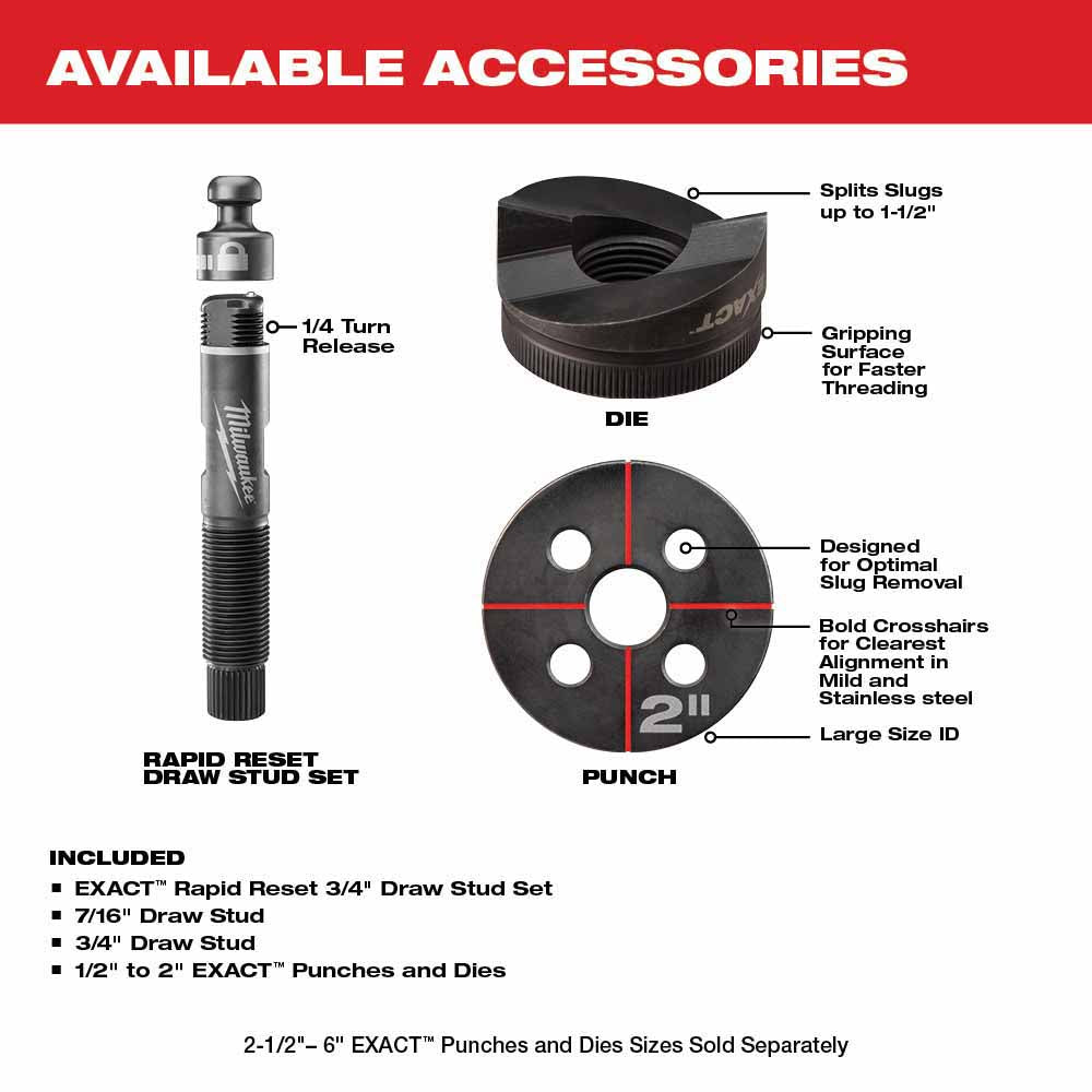 Milwaukee 2676-22 FORCELOGIC M18 10-Ton Knockout Tool 1/2" to 2" Kit - 12