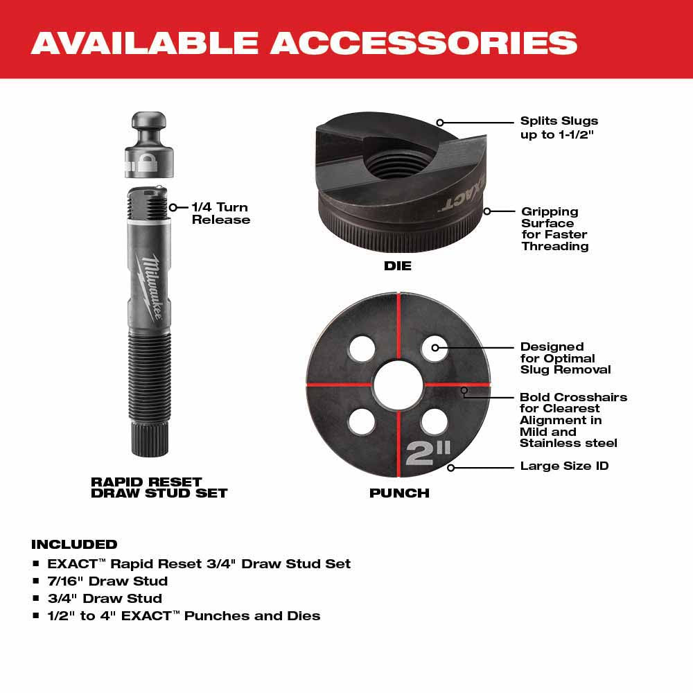 Milwaukee 2676-23 FORCELOGIC M18 10-Ton Knockout Tool 1/2" to 4" Kit - 6