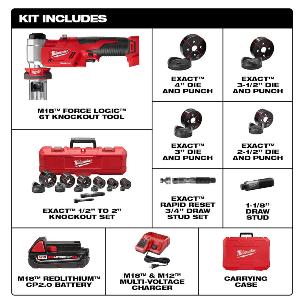 Milwaukee 2677-23 M18 FORCELOGIC 6T Knockout Tool 1/2" - 4" Kit - 4