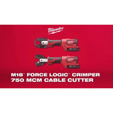 Milwaukee 2679-750AL M18 FORCE LOGIC 600 MCM Aluminum Crimper with 750 MCM Expanded Jaw Kit (Dies and Case) - 7