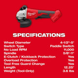 Milwaukee 2686-20 M18 Brushless 4-1/2" / 5" Cut-Off Grinder, Paddle Switch - 4