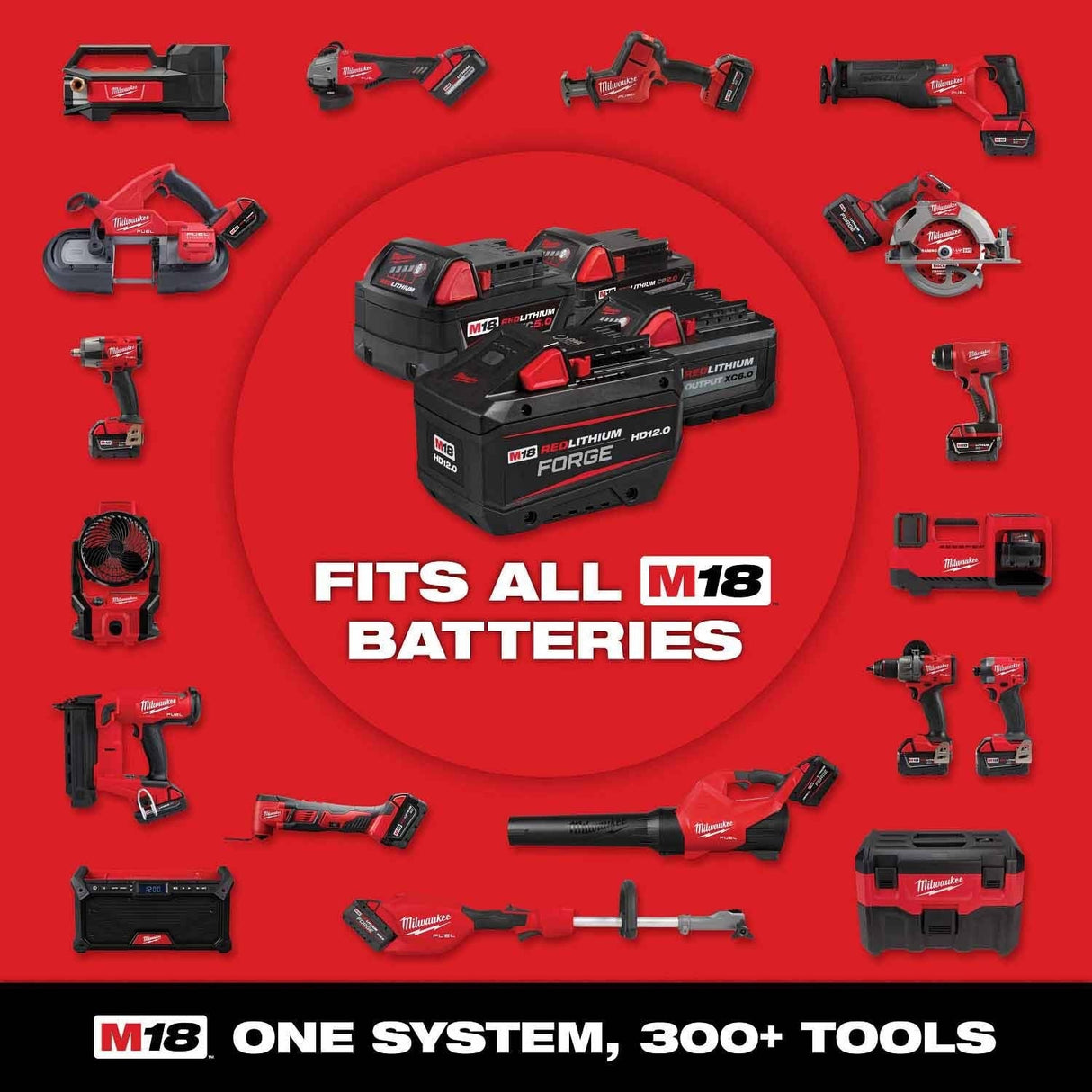 Milwaukee 2695-24 M18 Cordless Combo Compact Hammer Drill/Hackzall/1/4 Hex Impact Driver/Work Light/Charger/2 Battery - 12