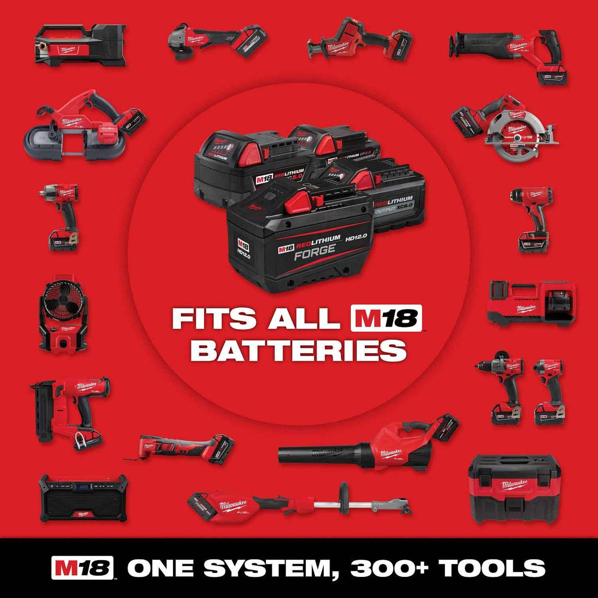 Milwaukee 2695-24 M18 Cordless Combo Compact Hammer Drill/Hackzall/1/4 Hex Impact Driver/Work Light/Charger/2 Battery - 12
