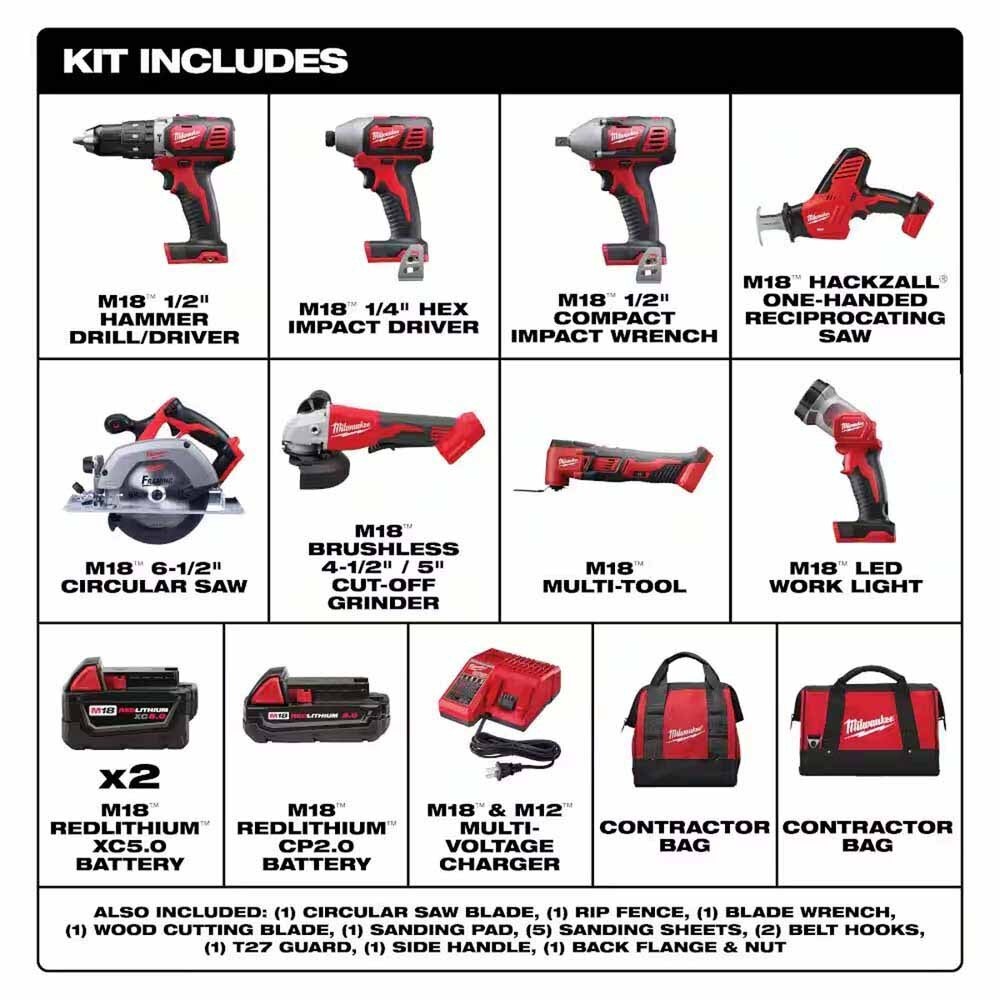 Milwaukee 2696-28 M18 8-Tool Combo Kit - 2