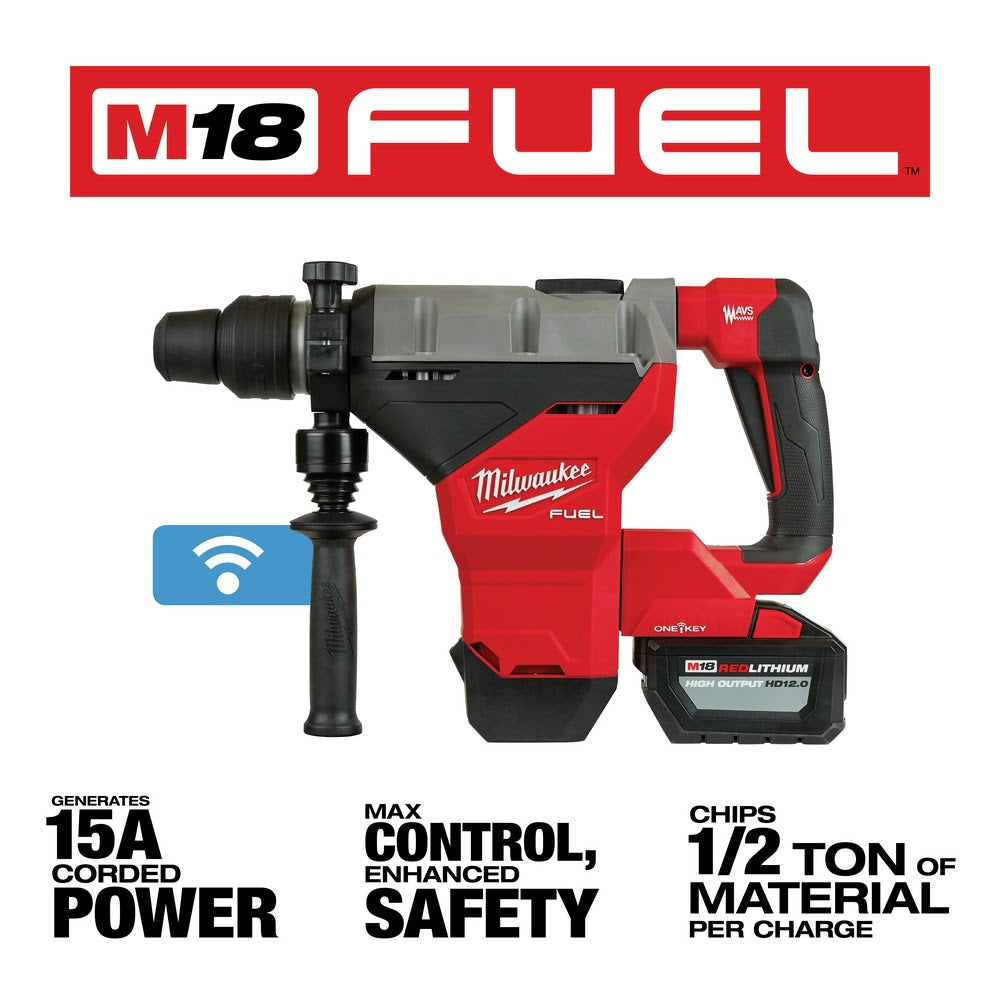 Milwaukee 2718-22HD M18 FUEL 1-3/4" SDS MAX Rotary Hammer ONE KEY Kit 2-Battery - 3