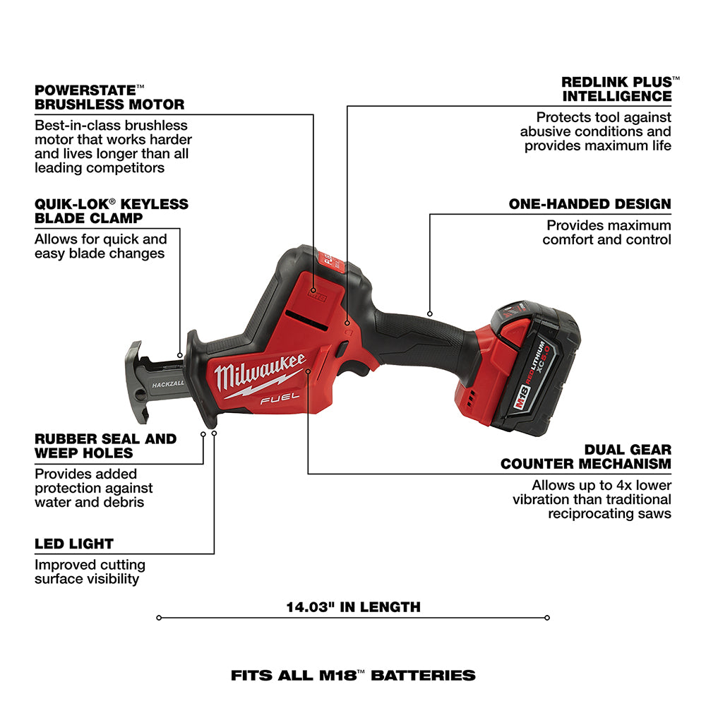 Milwaukee 2719-21 M18 FUEL Hackzall Kit - 13