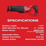 Milwaukee 2722-20 M18 FUEL SUPER SAWZALL - 7