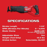 Milwaukee 2722-20 M18 FUEL SUPER SAWZALL - 7
