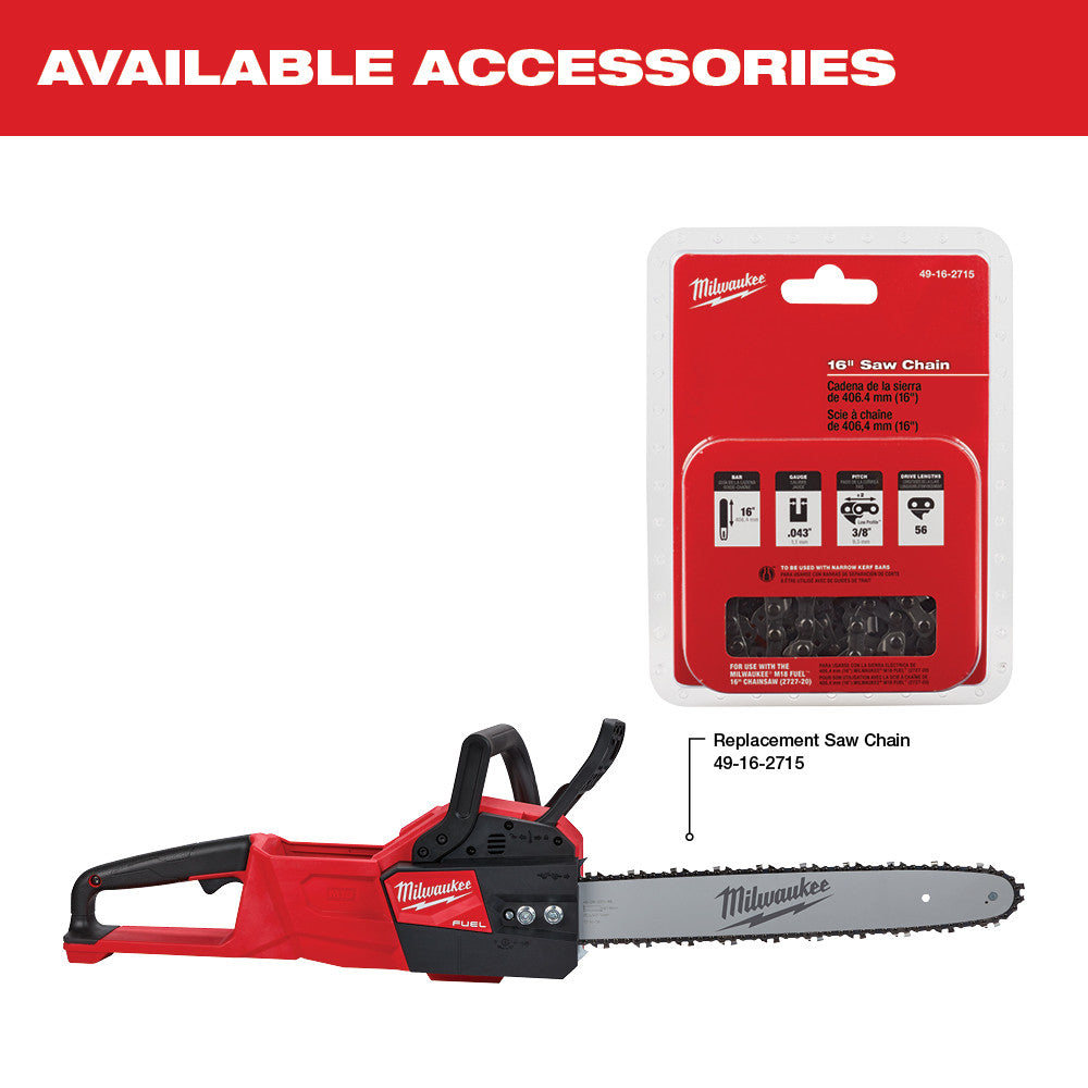 Milwaukee 2727-20 M18 FUEL 16" Chainsaw (Tool Only) - 14