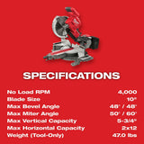 Milwaukee 2734-80 M18 FUEL Dual Bevel Sliding Compound Miter Saw Bare Tool (Reconditioned) - 8