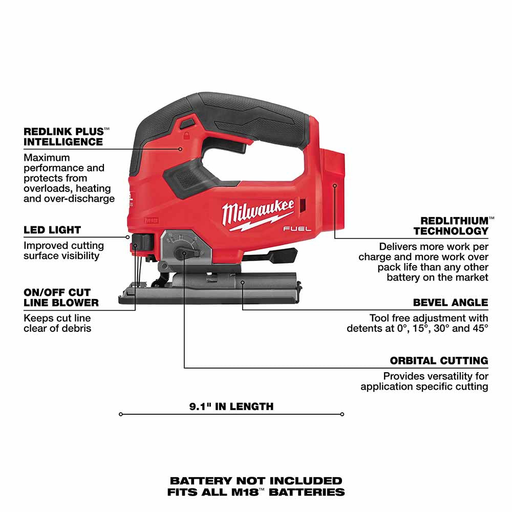 Milwaukee 2737-20 M18 FUEL D-Handle Jig Saw Bare Tool - 5