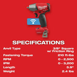 Milwaukee 2758-20 M18 FUEL 3/8" Compact Impact Wrench with Friction Ring with ONE-KEY (Bare) - 8