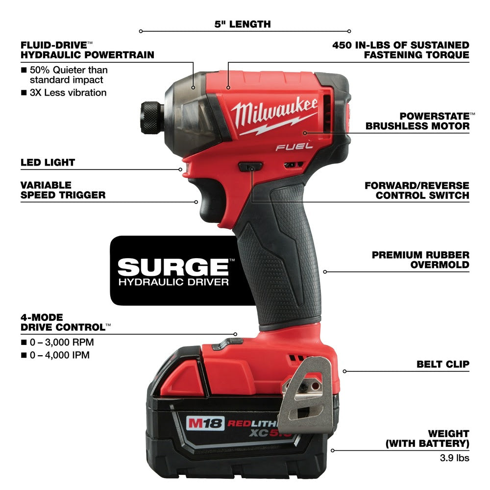 Milwaukee 2760-20 M18 FUEL SURGE 1/4" Hex Hydraulic Driver Bare Tool - 4