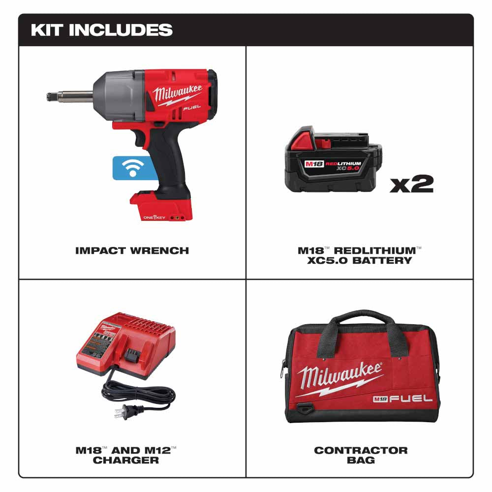 Milwaukee 2769-22 M18 FUEL 1/2" Ext. Anvil Controlled Torque Impact Wrench w/ONE-KEY Kit - 2