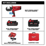Milwaukee 2779-82 11" M18 FORCE LOGIC 750 MCM Crimper Kit with Batteries Charger Case (2 Batteries) - 2