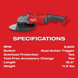Milwaukee 2785-20 M18 FUEL 7" / 9" Large Angle Grinder - 8