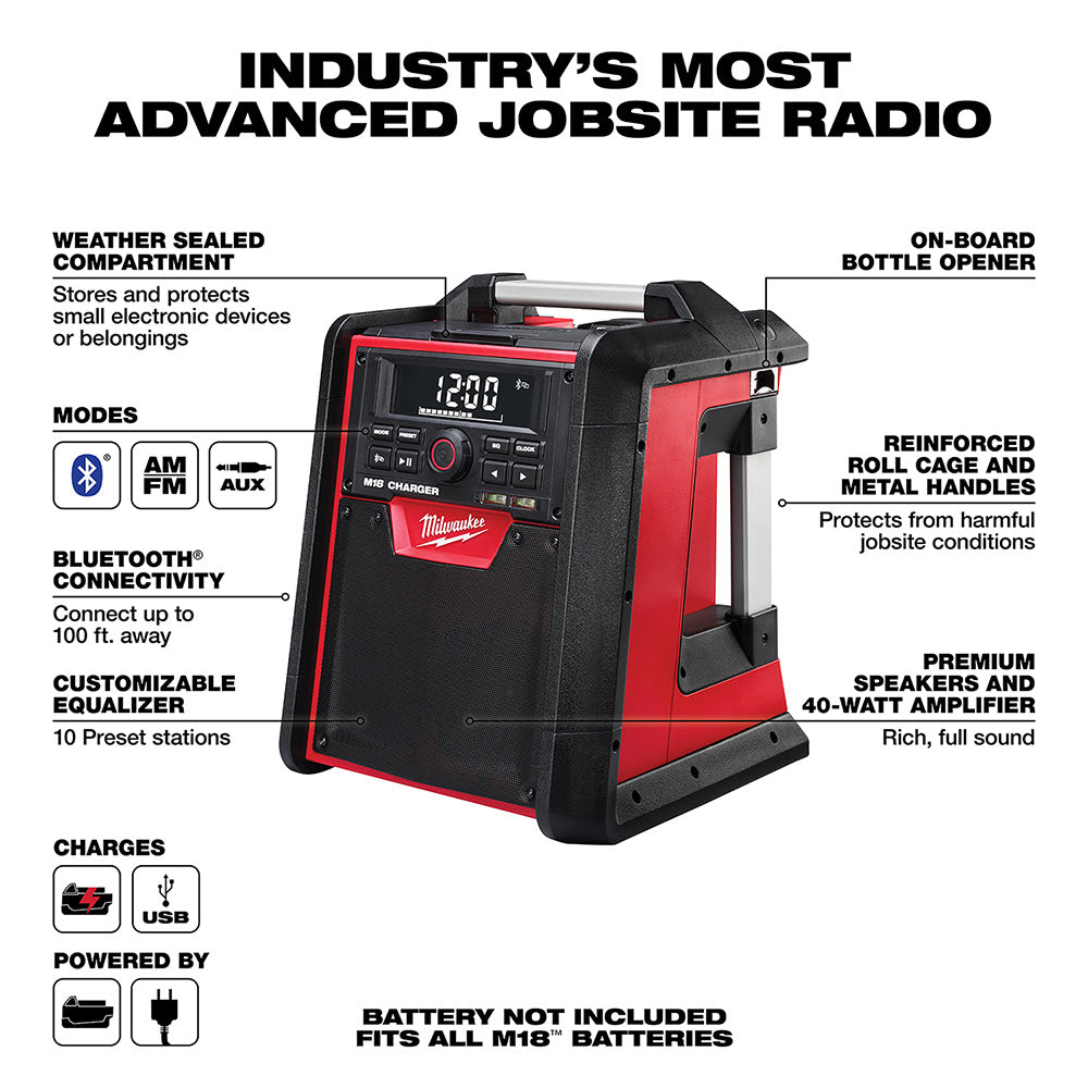 Milwaukee 2792-20 M18 Jobsite Radio/Charger - 8