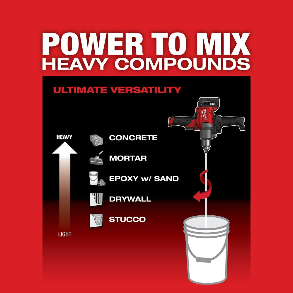 Milwaukee 2810-20 M18 FUEL Mud Mixer with 180° Handle Bare Tool - 5