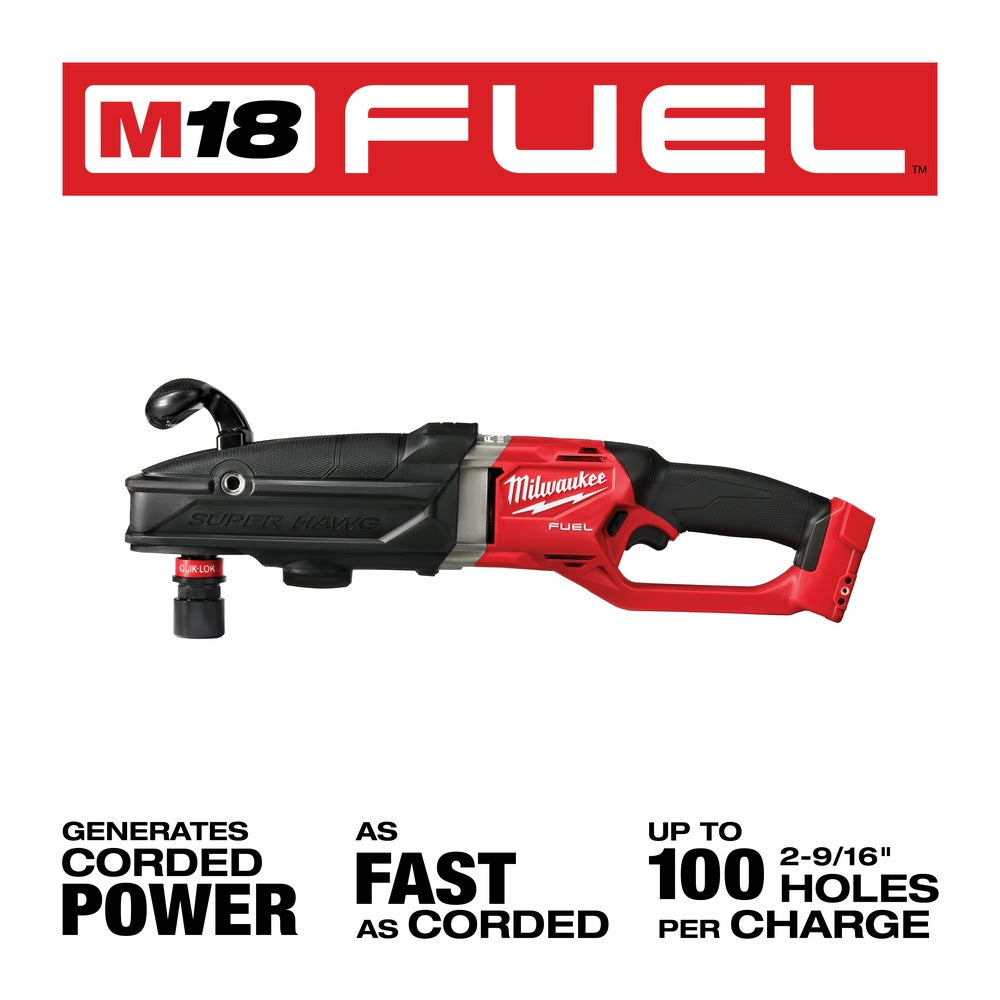 Milwaukee 2811-20 M18 FUEL Super Hawg Right Angle Drill w/Quik-Lok - Bare Tool - 3