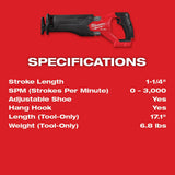 Milwaukee 2821-80 M18 FUEL SAWZALL Recip Saw (Reconditioned) - 7