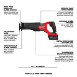 Milwaukee  2821-21 M18 FUEL™ SAWZALL® Recip Saw - 1 Battery XC5.0 Kit - 14