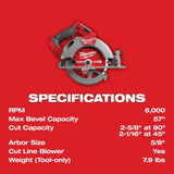 Milwaukee 2834-20 M18 FUEL 7-1/4” Circular Saw (Tool Only) - 11