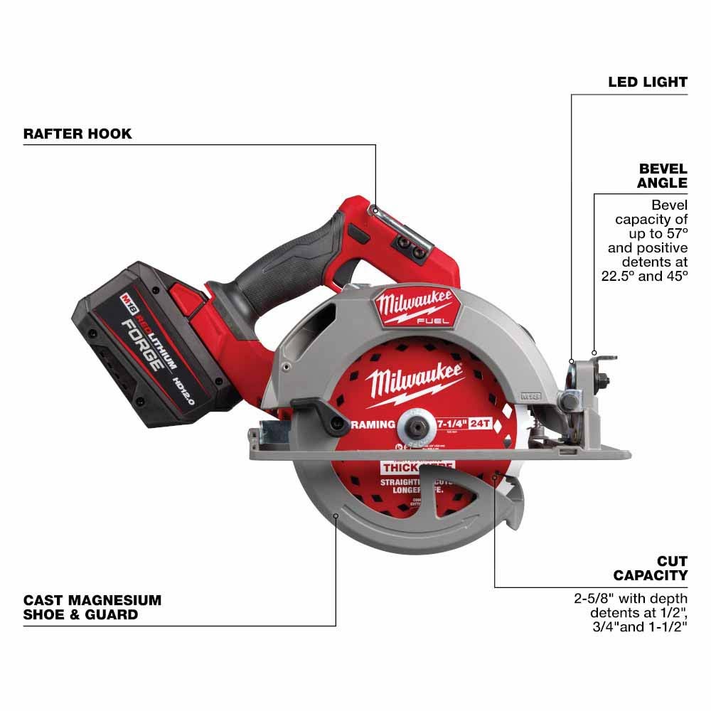 Milwaukee 2834-21HD M18 FUEL 7-1/4” Circular Saw Kit - 4