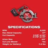 Milwaukee 2834-21HD M18 FUEL 7-1/4” Circular Saw Kit - 11