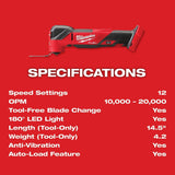 Milwaukee 2836-20 M18 FUEL™ Oscillating Multi-Tool (Bare-Tool) - 8