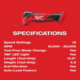Milwaukee 2836-20 M18 FUEL™ Oscillating Multi-Tool (Bare-Tool) - 8