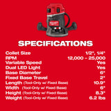 Milwaukee 2838-20 M18 FUEL  1/2" Router - 8