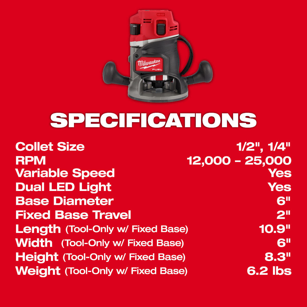 Milwaukee 2838-21 M18 FUEL  1/2" Router Kit - 9