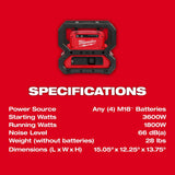 Milwaukee 2845-20 M18 CARRY-ON 3600W/1800W Power Supply - 9