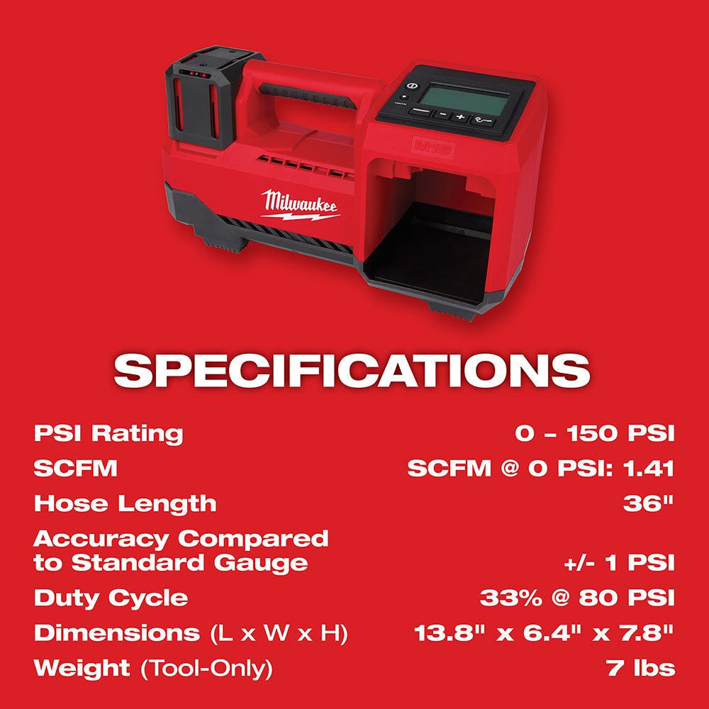 Milwaukee M18 Compact Tire Inflator, Tool Only (Reconditioned) - 5