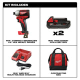 Milwaukee 2850-22CT M18 Compact Brushless 1/4" Hex Impact Driver Kit - 2