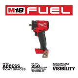 Milwaukee 2854-80 M18 FUEL 3/8" Compact Impact Wrench w/ Friction Ring Bare Tool (Reconditioned) - 3