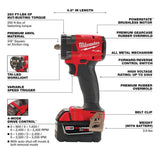 Milwaukee 2854-22R M18 FUEL 3/8 " Compact Impact Wrench w/ Friction Ring Kit - 2
