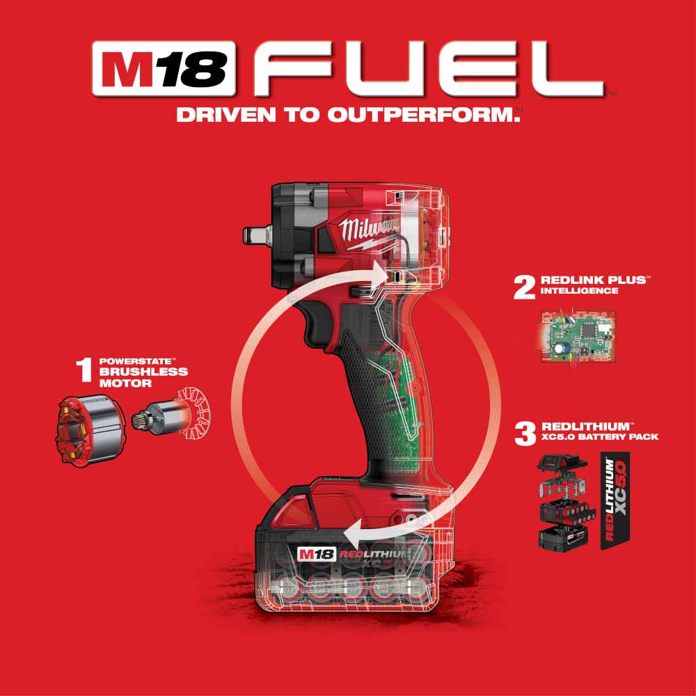 Milwaukee 2854-22 M18 FUEL™ 3/8" Compact Impact Wrench w/ Friction Ring Kit - 9