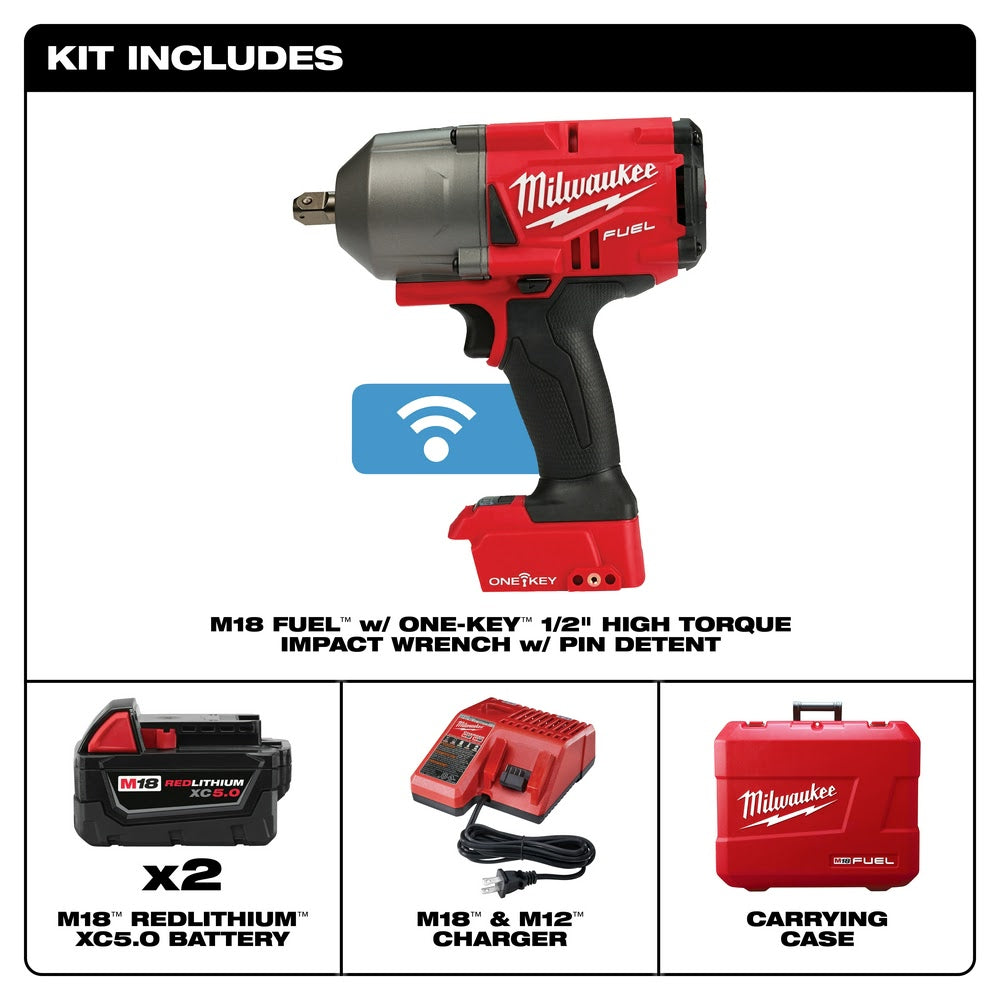 Milwaukee 2862-22 M18 FUEL ONE-KEY High Torque Impact Wrench 1/2" Pin Detent Kit - 2