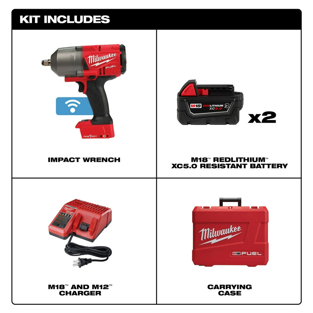 Milwaukee 2863-22R M18 FUEL w/ ONE-KEY High Torque Impact Wrench 1/2" Friction Ring Kit - 2