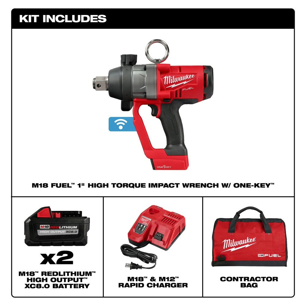 Milwaukee 2867-22 M18 FUEL 1" HTIW w/ ONE-KEY Kit w/ (2) 8.0Ah Batteries - 2