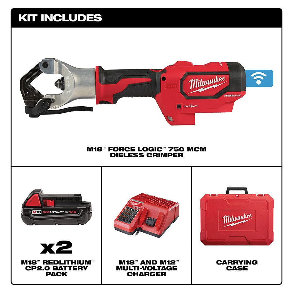 Milwaukee 2877-22 M18 FORCE LOGIC 750 MCM Dieless Crimper - 4