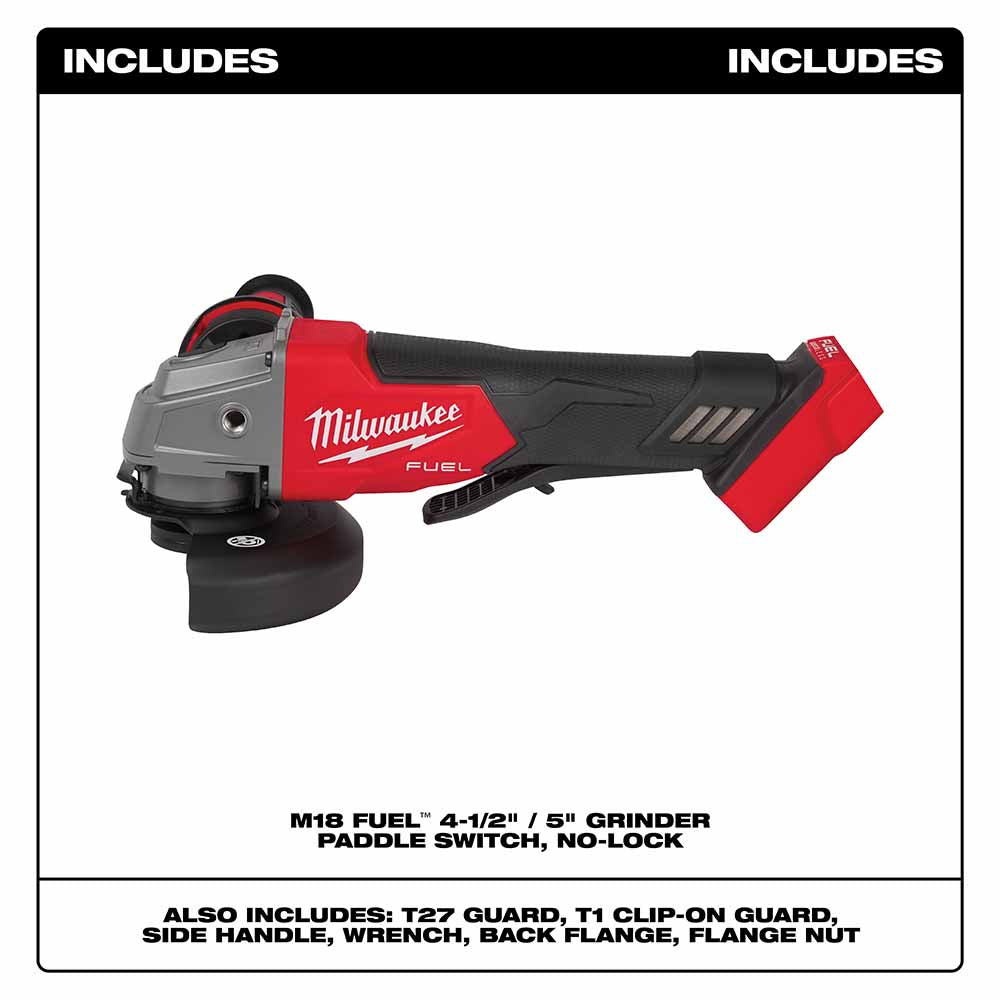 Milwaukee 2880-20 M18 FUEL™ 4-1/2" / 5" Grinder Paddle Switch, No-Lock - 2