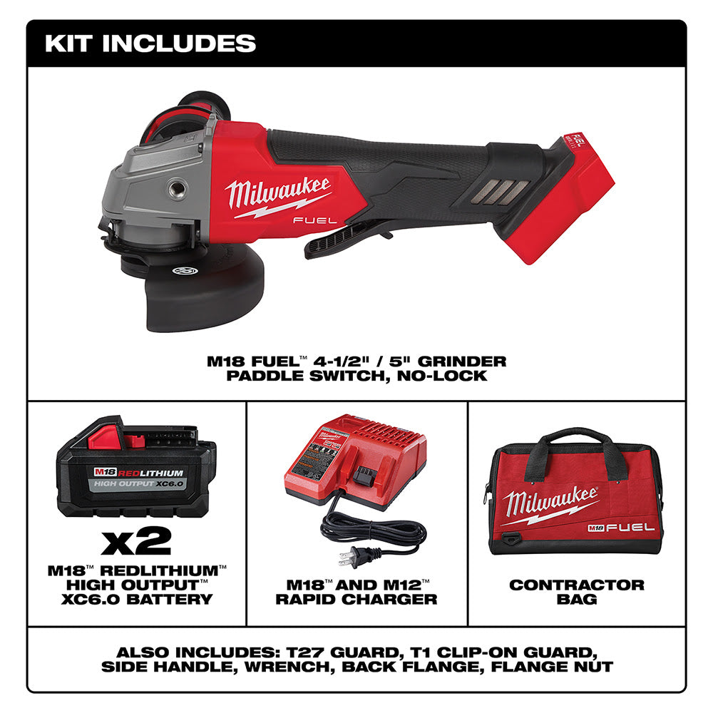 Milwaukee 2880-22 M18 FUEL™ 4-1/2" / 5" Grinder Paddle Switch, No-Lock Kit - 5