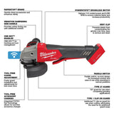 Milwaukee 2882-20 M18 FUEL™ 4-1/2" / 5" Braking Grinder w/ ONE-KEY™  Paddle Switch, No-Lock - 20