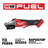 Milwaukee 2886-20 M18 FUEL™ 5" Flathead Braking Grinder, Paddle Switch No-Lock - 5