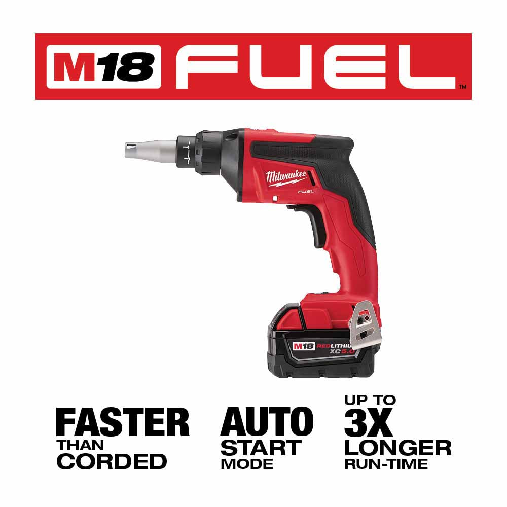 Milwaukee 2896-22 M18 FUEL Drywall Screw Gun / Impact Combo Kit with XC Batteries - 5