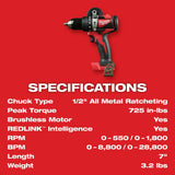 Milwaukee 2902-20 M18 Brushless 1/2" Hammer Drill Bare Tool - 8