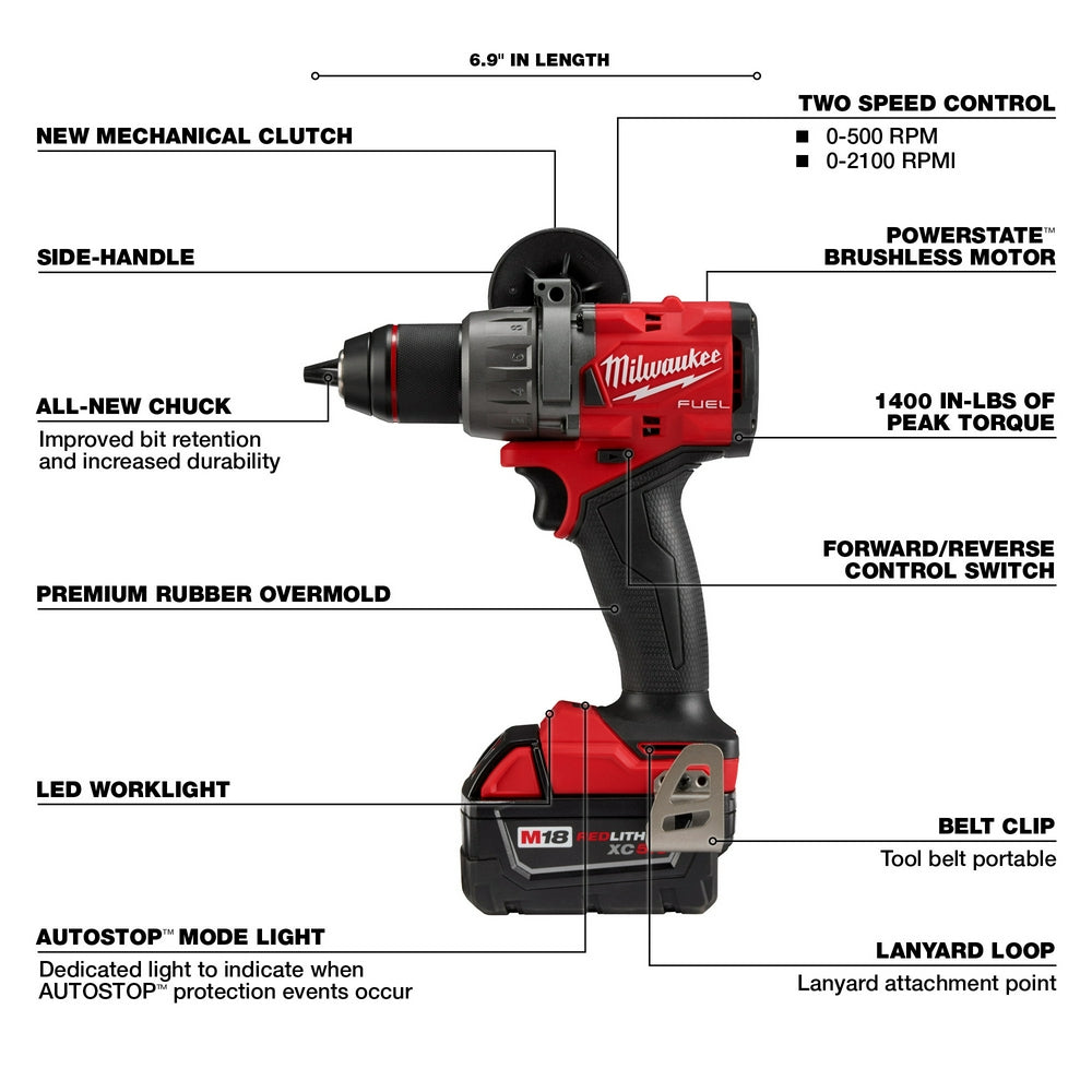 Milwaukee 2903-22 M18 FUEL 1/2" Drill/Driver Kit - 8